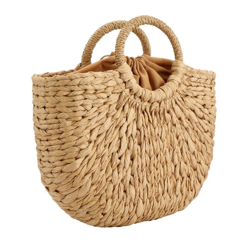 Gets Summer Women Straw Bag, Hand-woven Tote Handbag Retro Beach Bags - Image 1